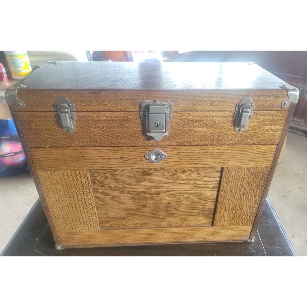 Vintage 1968 H. Gerstner & Sons Oak Journeyman Machinist Chest Box 11Drawer #042